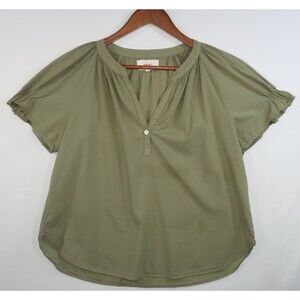 Xirena Astryde Cotton Top Army Green Size Small Poplin Raglan V Neck Shirred S